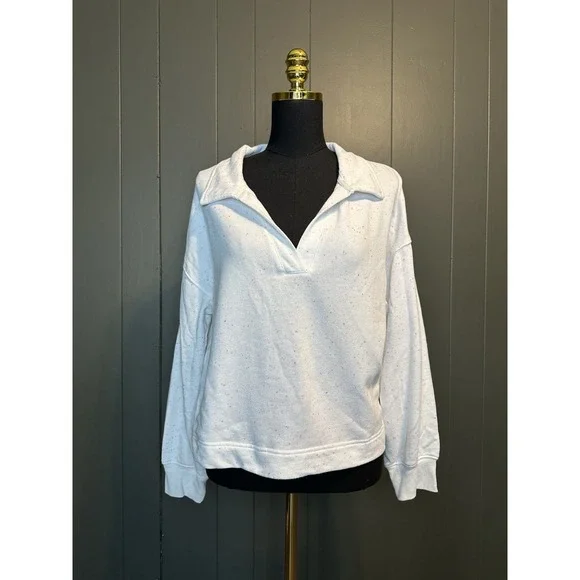 Colsie Cozy Colorful Speckled Lightweight Cropped Pullover Sweater White L Large - Picture 1 of 9